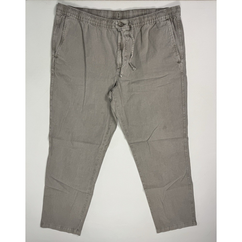 Eddie Bauer Mens 2XL Hemp Blend Drawstring Pants Gray Straight Leg Outdoor Chino